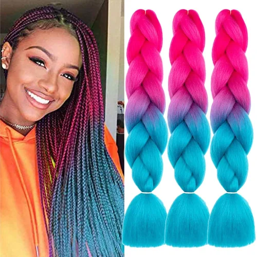 Vista 32 de Beige (613) Cabello trenzado 6 paquetes de extensiones de cabello sintético de 24 pulgadas, extensiones de cabello trenzado Jumbo Ombre trenzado