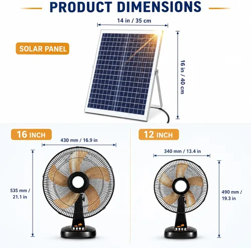 Vista 2 de Ventilador de energía solar, ventilador de panel solar con batería Ventilador solar al aire libre para gallinero, ventilador de panel solar