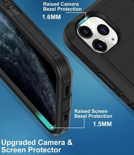 Vista 4 de Funda para iPhone 11 Pro Max, con protector de pantalla integrado, protección contra caídas, cuerpo completo, resistente a prueba de golpes, a