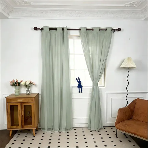 Vista 7 de INLINAS Cortinas opacas beige con superposición transparente, paneles térmicos y de reducción de ruido con ojales en la parte superior