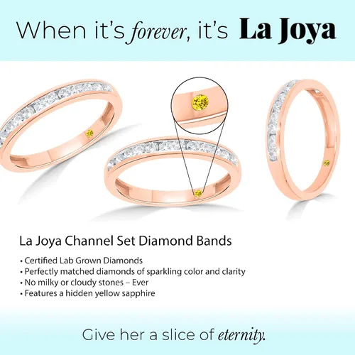 Vista 3 de La Joya 16 - 12 CT TW Certified Lab Created Diamond Channel Rings - Sparkling 10k Solid Gold Wedding Band, Stackable Band, Promise Ring and