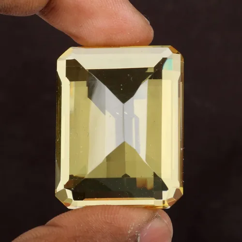 Vista 5 de REAL-GEMS Piedras preciosas sueltas de citrino amarillo brasileño facetadas cuadradas y corte esmeralda citrino amarillo para hacer joyas
