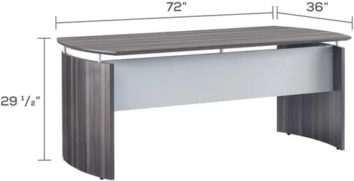 Vista 3 de Pemberly Row Carcasa de escritorio flotante para computadora de 72 pulgadas en acero gris