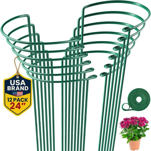 Vista 9 de Estacas altas de soporte para plantas para interiores y exteriores, jaulas y soportes de peonía, anillo de jaula para plantas para flores en maceta