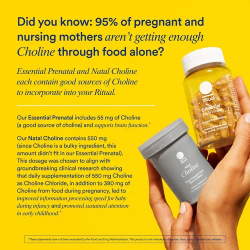 Vista 6 de Ritual Multivitamínico Prenatal Esencial para Mujeres: Folato y Colina para Soporte del Tubo Neural, Omega-3 DHA para el Desarrollo del Cerebro