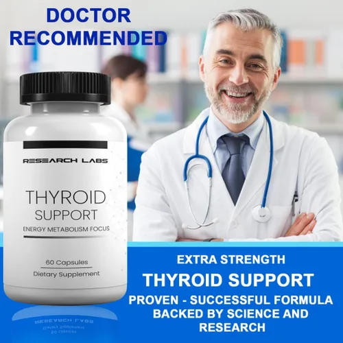 Vista 3 de Research Labs Apoyo para la tiroides + suplemento de yodo - Energía, metabolismo, enfoque (120 cápsulas en total) - Paquete de 2. Apoya los niveles
