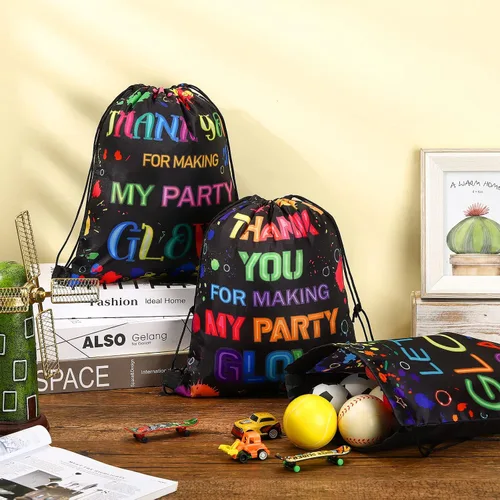 Vista 8 de Sweetude 24 bolsas de regalo de fiesta Let's Glow con cordón, decoración para niñas, niños, cumpleaños, bodas, fiestas