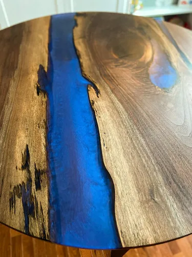 Vista 5 de Live Edge Black Walnut and Epoxy Round Dining Table
