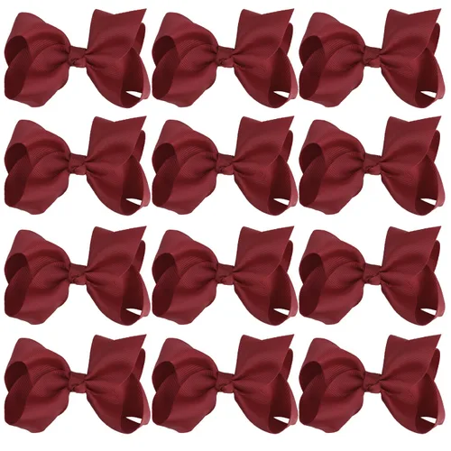 Vista 9 de Lazos para el cabello de 4 pulgadas para niñas y bebés, 12 unidades, color sólido (verde manzana)