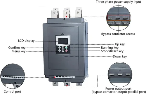 Vista 4 de Motor de arranque ATO 300hp (220 kW), 440 A, motor trifásico de CA 220V arranque suave (220V, comunicación RS485)