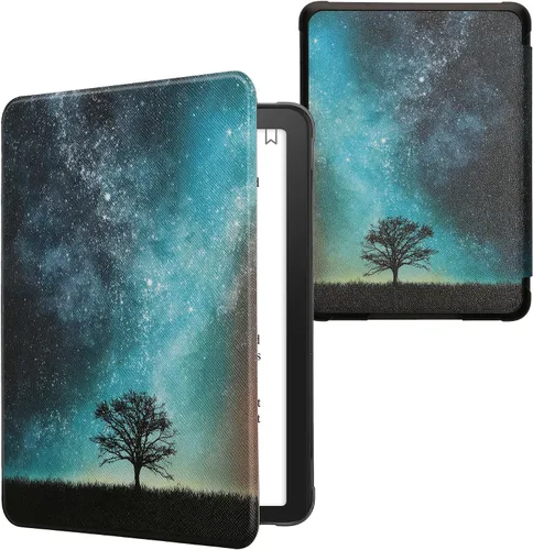 Vista 18 de kwmobile Funda compatible con Amazon Kindle Paperwhite 11. Generación 2021 - Funda para lector electrónico - Libros y páginas Beige/Marrón/Dorado
