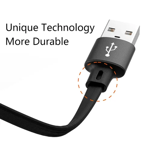 Vista 5 de Cable corto USB tipo C de carga rápida de 0.9 pulgadas, cable plano USB A a USB C 3A, cable de carga y sincronización de datos, diseño de hebilla