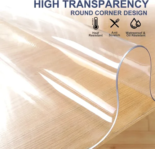 Vista 4 de Mantel de PVC transparente de 8 x 36 pulgadas, protector de mesa de comedor, mantel de plástico transparente, mantel de escritorio de oficina