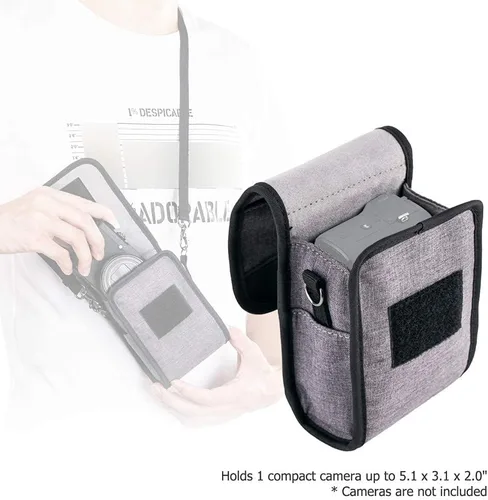 Vista 2 de Funda para cámara + 2 correas de mano para muñeca: estuche compacto para cámara con 2 correas de cuero para muñeca