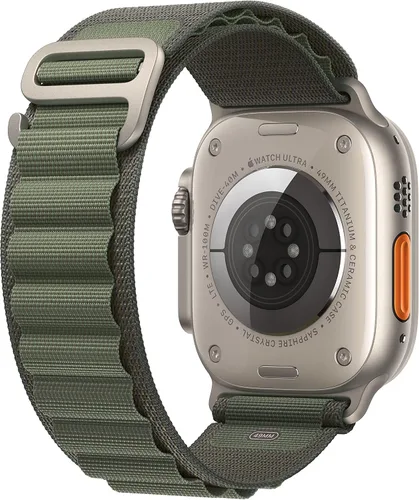 Vista 3 de Apple Watch Ultra [GPS + Celular 49mm] Caja de titanio con correa Alpine verde, pequeña (renovada)
