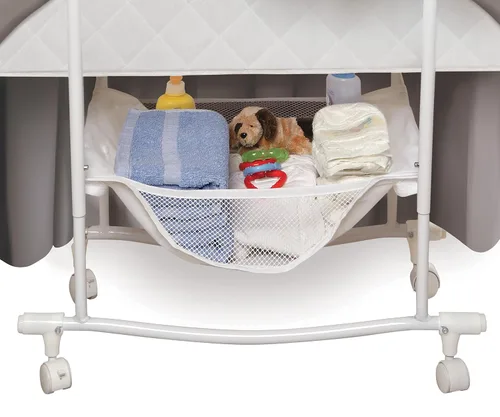 Vista 3 de Moisés para bebé con dosel Majesty de Badger Basket, Gris/Blanco