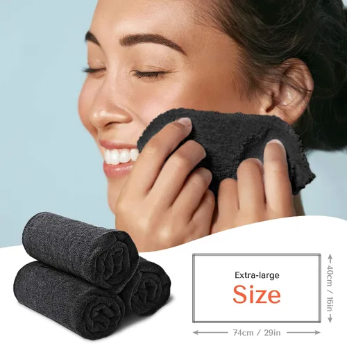 Vista 6 de TASALON Toalla de microfibra para el pelo para salón, paquete de 10, 29 x 16 pulgadas, toallas faciales de secado rápido y ultrasuaves con absorción