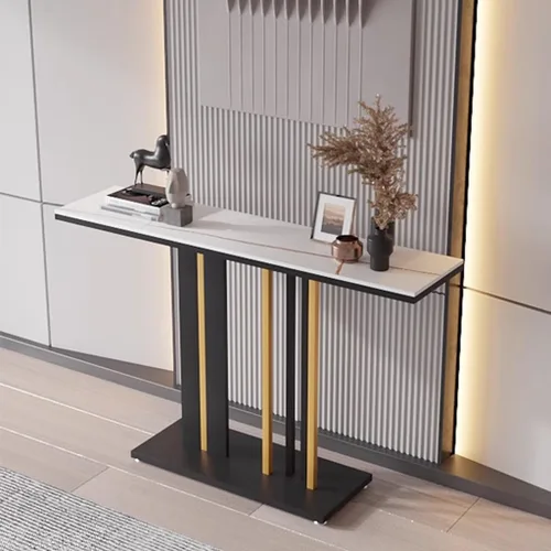 Vista 5 de GIZNXBA Mesa de consola moderna, mesa de sofá estrecha con patas de metal, mesa de entrada, sofá largo detrás del sofá, mesa para entrada, sala