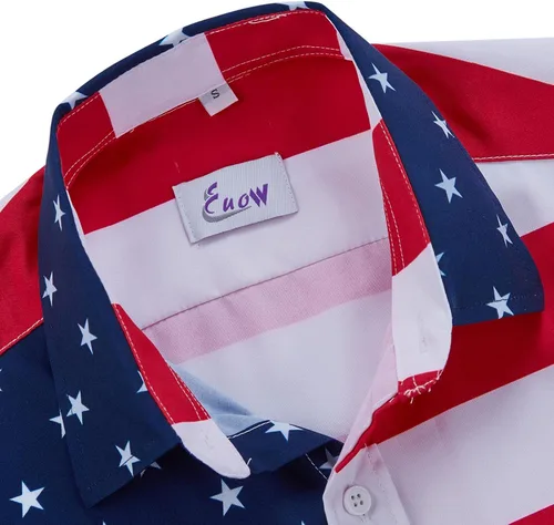 Vista 4 de EUOW Camisa hawaiana para hombre, manga corta, con botones, estampada, para verano, playa