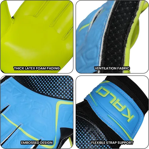 Vista 6 de Kalci Guantes de portero de fútbol para niños y jóvenes, guantes de portero para jugadores de campo para niños y niñas, en relieve, antideslizantes