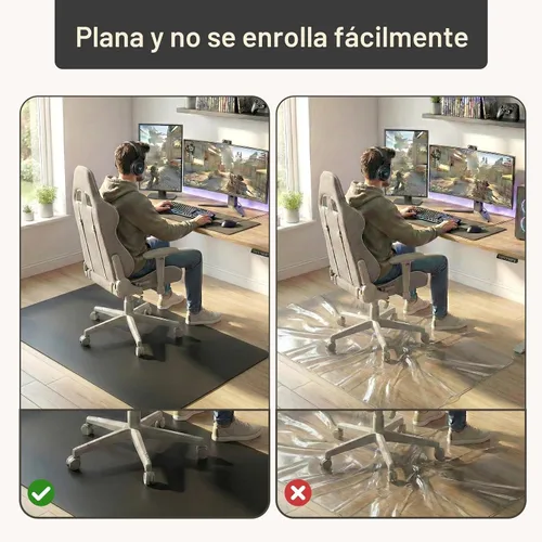 Vista 7 de Tapete para silla rodante de oficina para suelo de madera dura y azulejos, negro, antideslizante, no curvo, tapete para silla debajo del escritorio