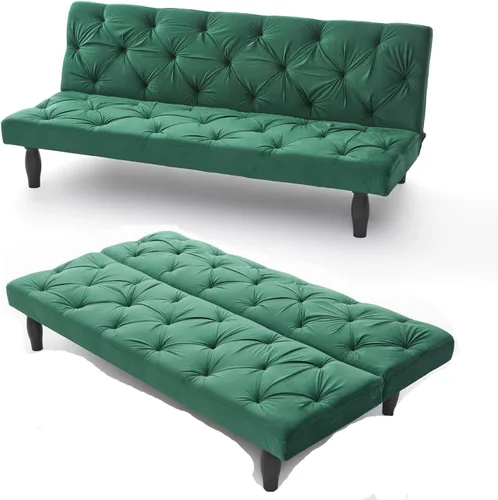 Vista 10 de Sofá cama tipo futón, moderno, tapizado, plegable, para sala de estar compacta, sofá reclinable de tela, para apartamentos pequeños, espacios