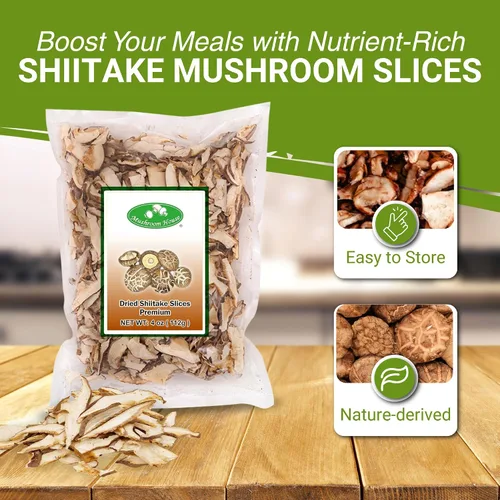 Vista 2 de Mushroom House (MUSI1) Mushroom House - Rebanadas de hongos Shiitake secos, 4 onzas