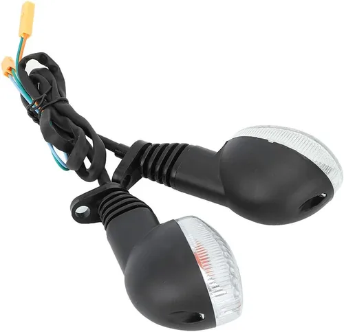 Vista 8 de Estink 2 luces intermitentes para motocicleta, intermitentes secuenciales LED ámbar que fluyen, ajuste universal para KLX250 EX250 2008-2012, Negro