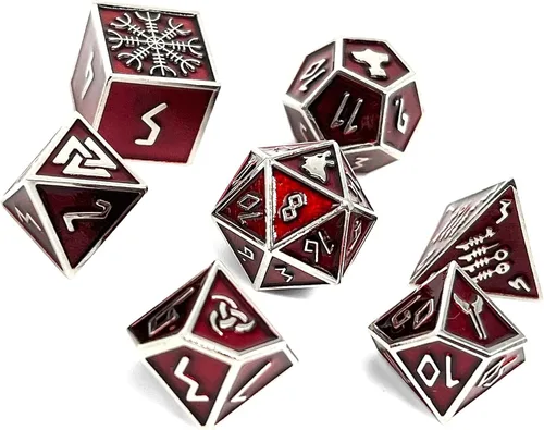 Vista 12 de Norse Foundry Banshee Wail - Juego de 7 dados poliédricos de metal completo para juegos de matemáticas DND Pathfinder