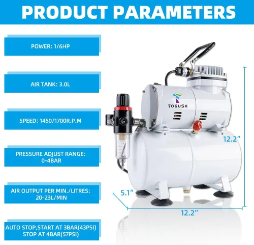 Vista 4 de Kit de compresor de aerógrafo, 3 aerógrafos para pintura de pasatiempos