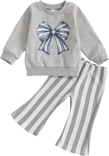 Vista 36 de Kaipiclos Ropa occidental para bebé niña, con lindo estampado con volantes, manga larga, pantalones para otoño e invierno, trajes de vaquera