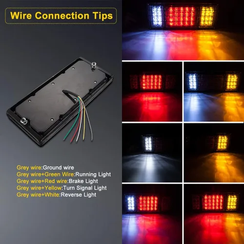 Vista 5 de LIMICAR Kit de 40 luces LED traseras de remolque impermeable, luces de remolque con señal de giro inversa, kit de luz de freno para remolque, luces