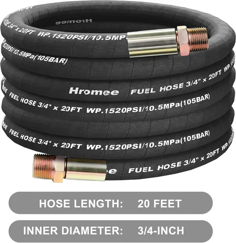 Vista 6 de Hromee Manguera de transferencia de combustible, manguera de bomba de 3/4 pulgadas x 20 pies con accesorios de extremo macho de 3/4 y 1 pulgada