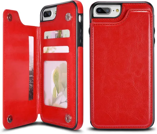 Vista 14 de Funda de piel tipo cartera para iPhone con (dos cierres magnéticos), (ranuras para tarjetas) función atril