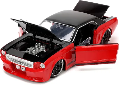 Vista 6 de Jada Big Time Muscle 1:24 1965 Ford Mustang - Auto fundido a presión (rojo/negro)