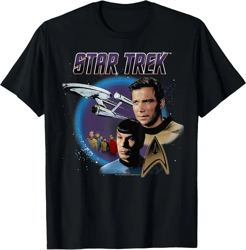 Vista 6 de Star Trek Original Series Vintage Enterprise T-Shirt Baby Blue
