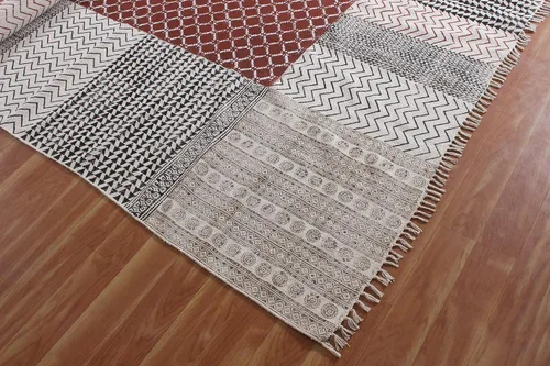 Vista 9 de Runner - Alfombra de área de algodón marrón de 2.6 x 8 pulgadas, alfombra geométrica Kilim para interiores y exteriores, alfombra de tejido plano