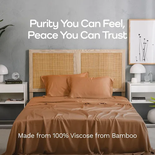 Vista 2 de Juego de sábanas de bambú de viscosa tamaño individual XL, 3 piezas, extra largas, ropa de cama refrescante para personas que duermen con calor