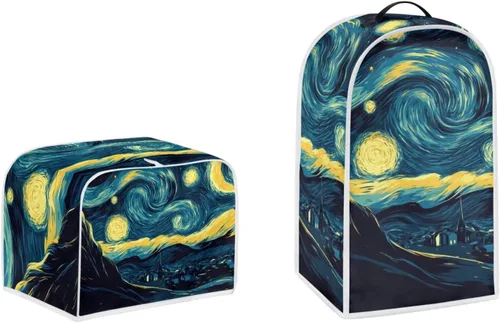 Vista 24 de doginthehole Funda para licuadora y tostadora, 2 rebanadas estéticas de estrellas de mar con estampado de conchas marinas para batidora o cafetera