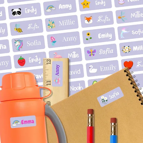 Vista 30 de 128 etiquetas adhesivas de nombre personalizadas para guardería, etiquetas de nombre impermeables personalizadas para niños, suministros escolares