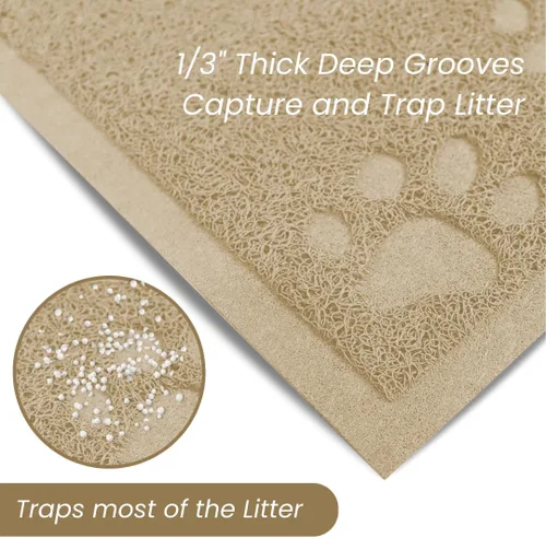 Vista 4 de Andalus Tapete Pequeño para Arena de Gatos, Paquete de 2 - Impermeable, Antideslizante y Fácil de Limpiar, Tapete para Caja de Arena de Gatos