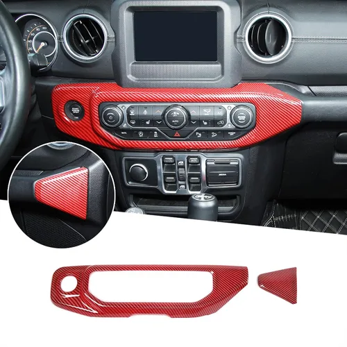 Vista 10 de JeCar Cubierta de panel de interruptor de aire acondicionado compatible con Jeep Wrangler 2018-2023 JL JLU y Gladiator JT 2020-2023, textura