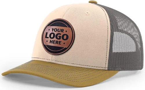 Vista 10 de Sombrero de parche de cuero de camionero personalizado grabado con láser