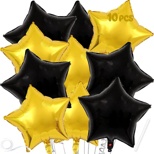 Vista 5 de Globos de estrella beige de 18 pulgadas, 10 globos de Mylar de forma estrella beige con revestimiento metálico de helio para decoraciones de fiesta