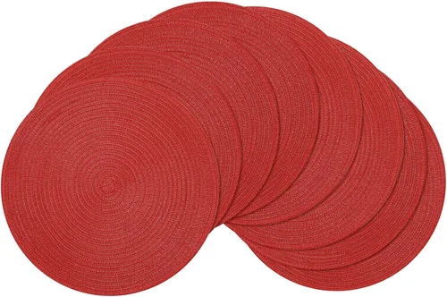 Vista 86 de SHACOS Juego de 4 manteles individuales redondos lavables de 15 pulgadas, de algodón, poliéster, trenzados, para mesa de comedor, boda, decoración