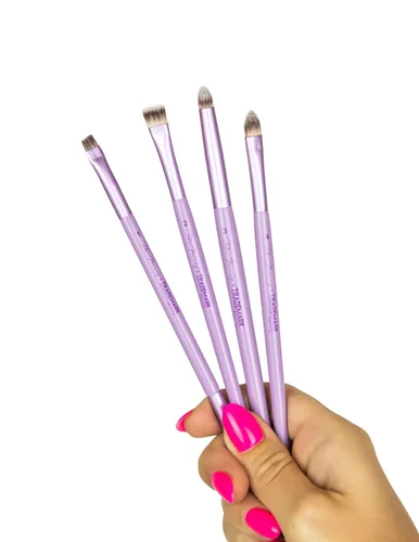 Vista 8 de Trademark Beauty The Essentials - Colección de brochas de maquillaje, cerdas sintéticas, mezcla, sombreado, contorno, lavanda, juego de 12 piezas