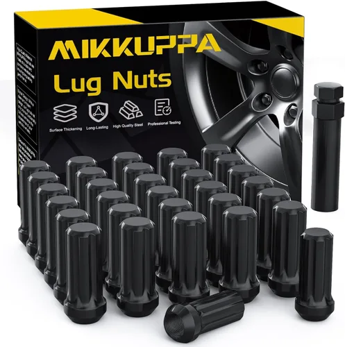 Vista 16 de MIKKUPPA 20 tuercas de llanta 9/16-18 – Reemplazo para Ram 1500 1994-2011, Dodge Dakota 2005-2010, rueda Durango 2004-2009, negro 7 estriado