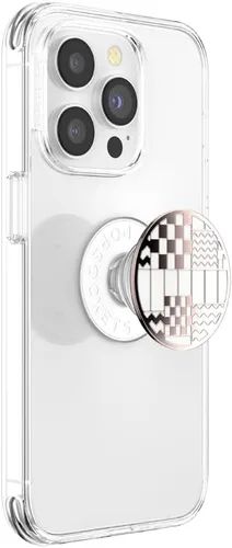Vista 2 de PopSockets Agarre adhesivo para teléfono, soporte, soporte para teléfono, esmalte - patchwork dorado