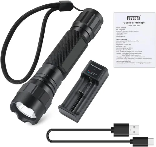 Vista 7 de Feyachi Linternas LED recargables linterna táctica 1200 lúmenes FL21-MB luz de flash impermeable emergencia camping casa senderismo