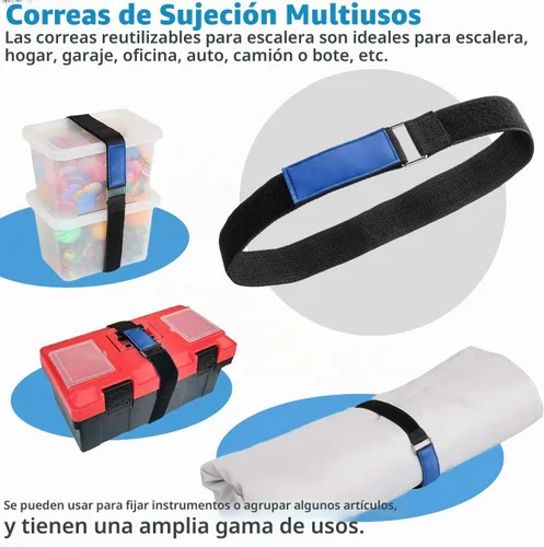 Vista 5 de Correas de amarre para escaleras, correas ajustables multiusos para escaleras
